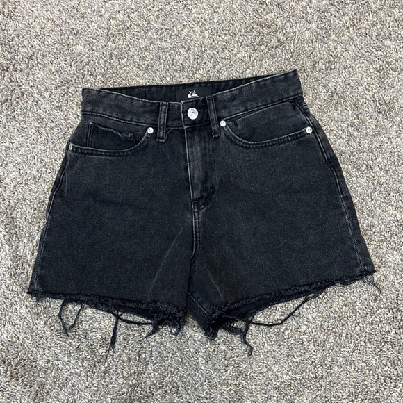 Quicksilver shorts Womens 25 black high waisted distressed cutoff grungy - Picture 1 of 10